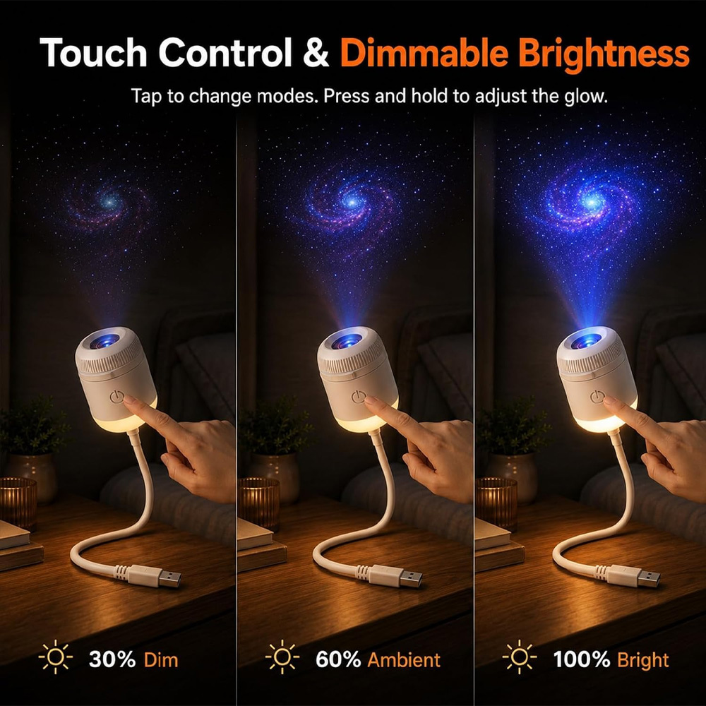 Mini Projector Portable - 24スライド回転式ギャラクシースターリースカイプロジェクター ポータブル 車・家庭装飾 2-in-1 配線不要 LED雰囲気ランプ