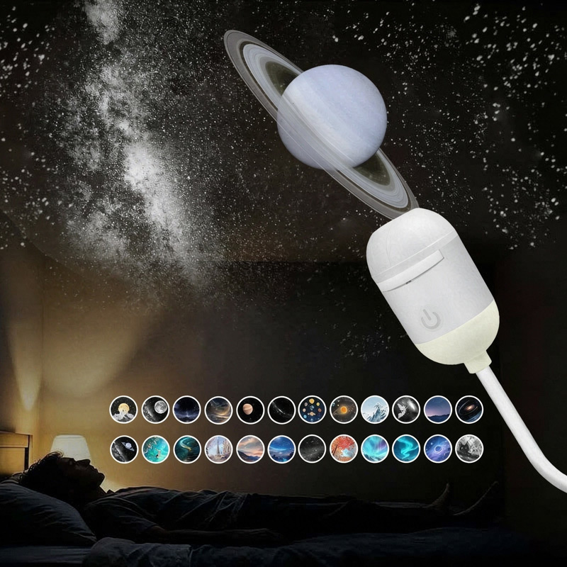 Mini Projector Portable - ミニポータブルUSB星空プロジェクターナイトライト ロマンチックな銀河投影雰囲気ランプ 車内寝室用睡眠装飾ランプ