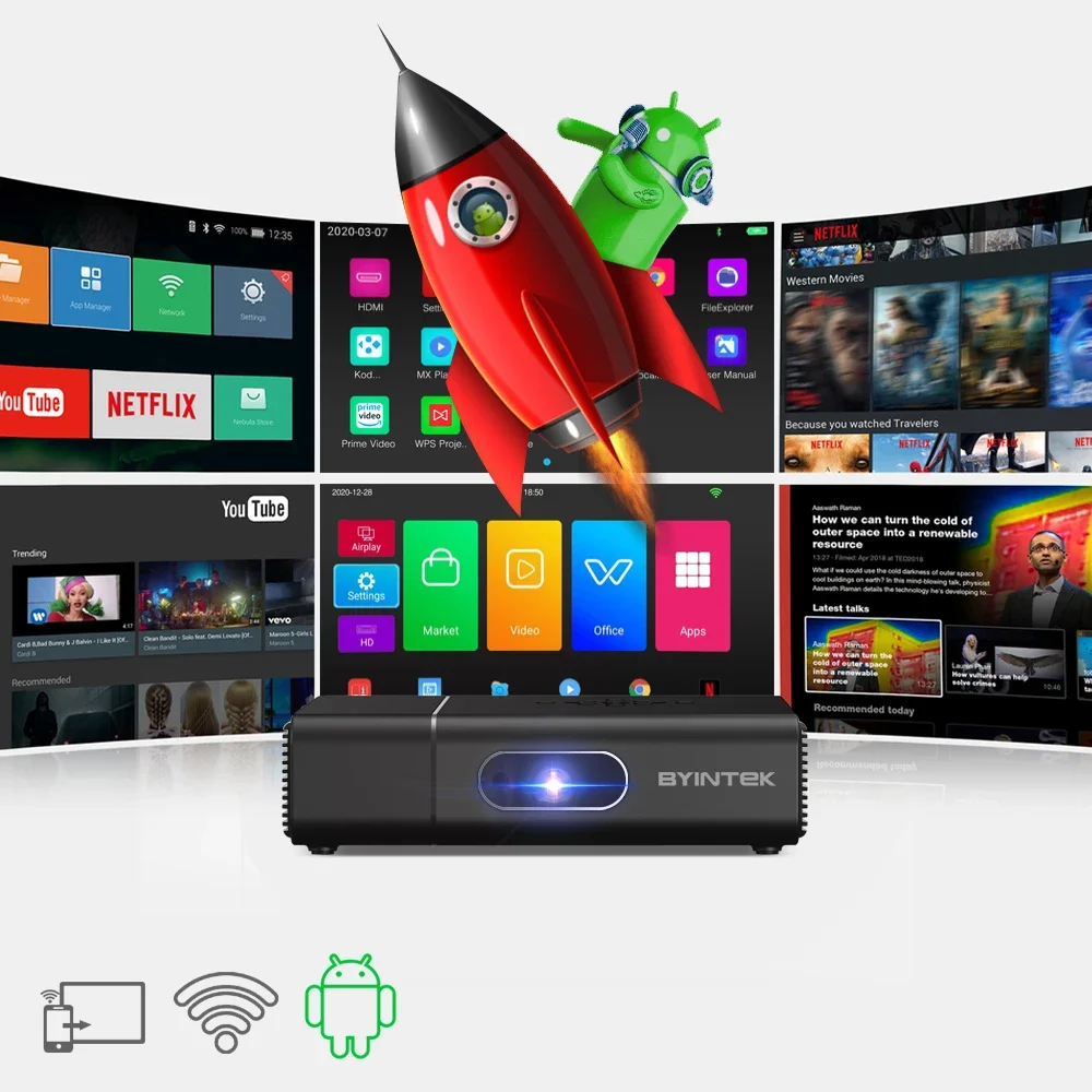 Mini Projector Portable - BYINTEK U30 Pro DLPポータブルプロジェクター スマートAndroid WiFi対応