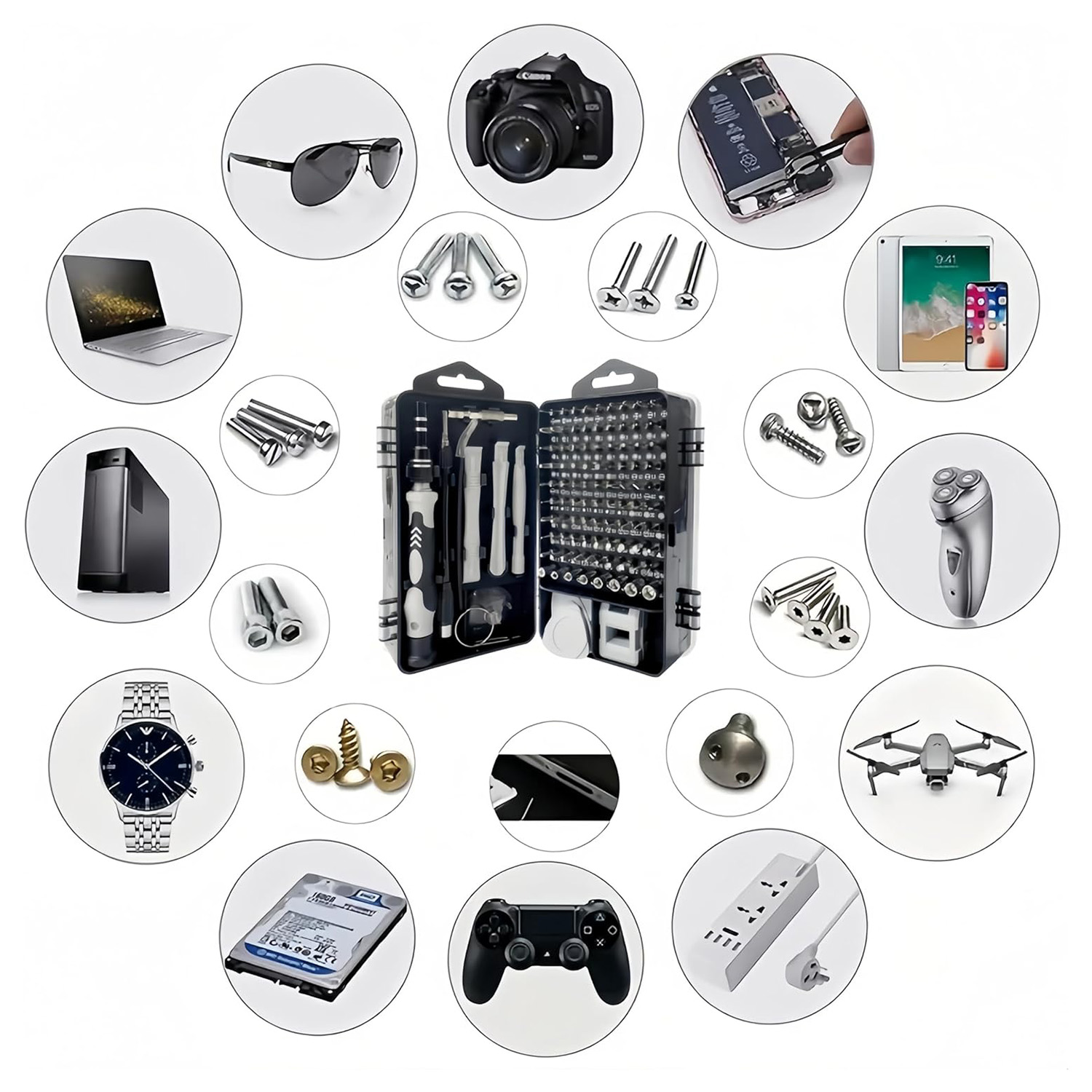 115 in 1精密ドライバーセット、電子機器、携帯電話、時 - Electronics Repair Gadgets のレビューと価格