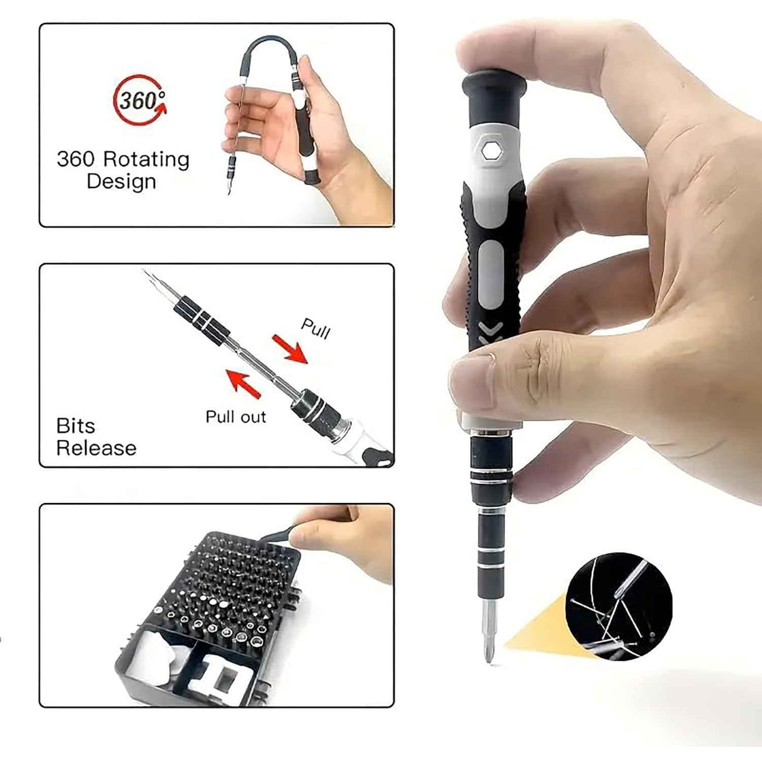 115 in 1精密ドライバーセット、電子機器、携帯電話、時 - Electronics Repair Gadgets のレビューと価格
