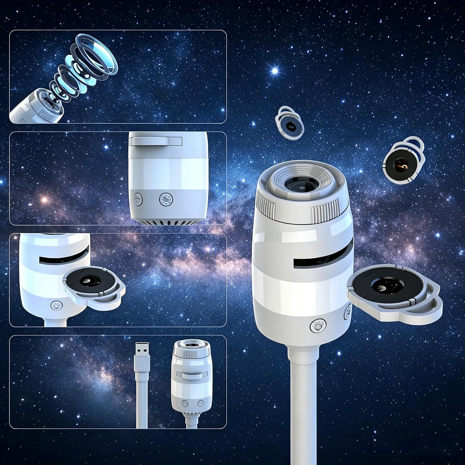ギャラクシープロジェクターナイトライト 2-in-1 USB - Mini Projector Portable のレビューと価格
