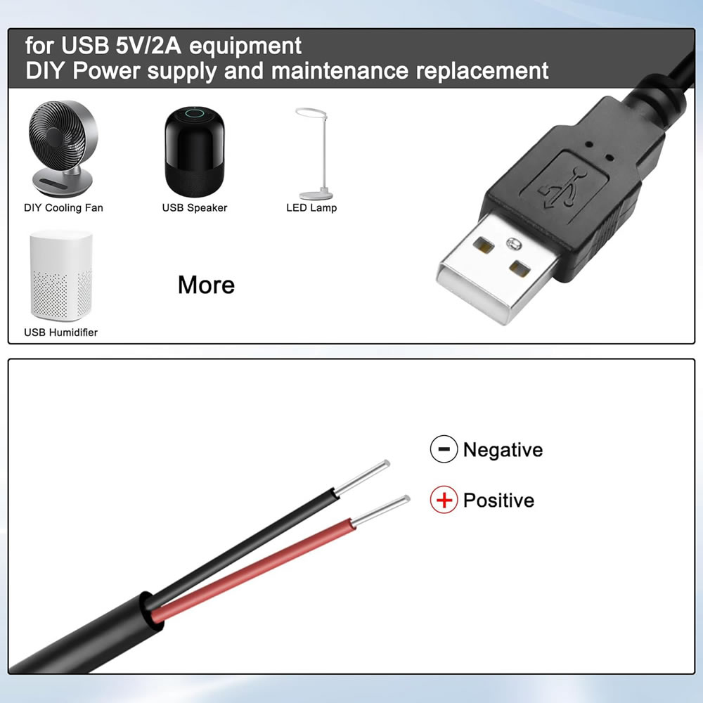 DC 2ピンUSB電源ケーブル USBオス-メス 2芯延長コ - Electronics Repair Gadgets のレビューと価格