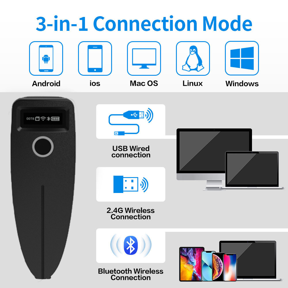 バーコード スキャナ ワイヤレス 1D 2D QR コード  - Barcode Scanner Wireless のレビューと価格