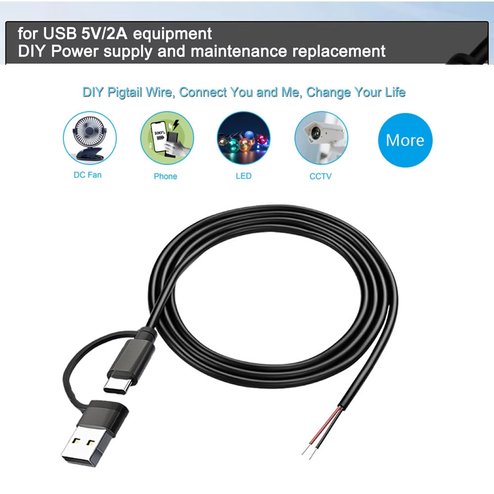DC 2 ピン電源ケーブル USB とタイプ C オスメスか - Electronics Repair Gadgets のレビューと価格