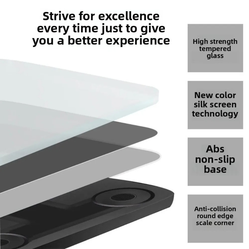 26×26cm充電式スマート体脂肪計、アプリ対応LCDディス - Body Fat Scale Smart のレビューと価格