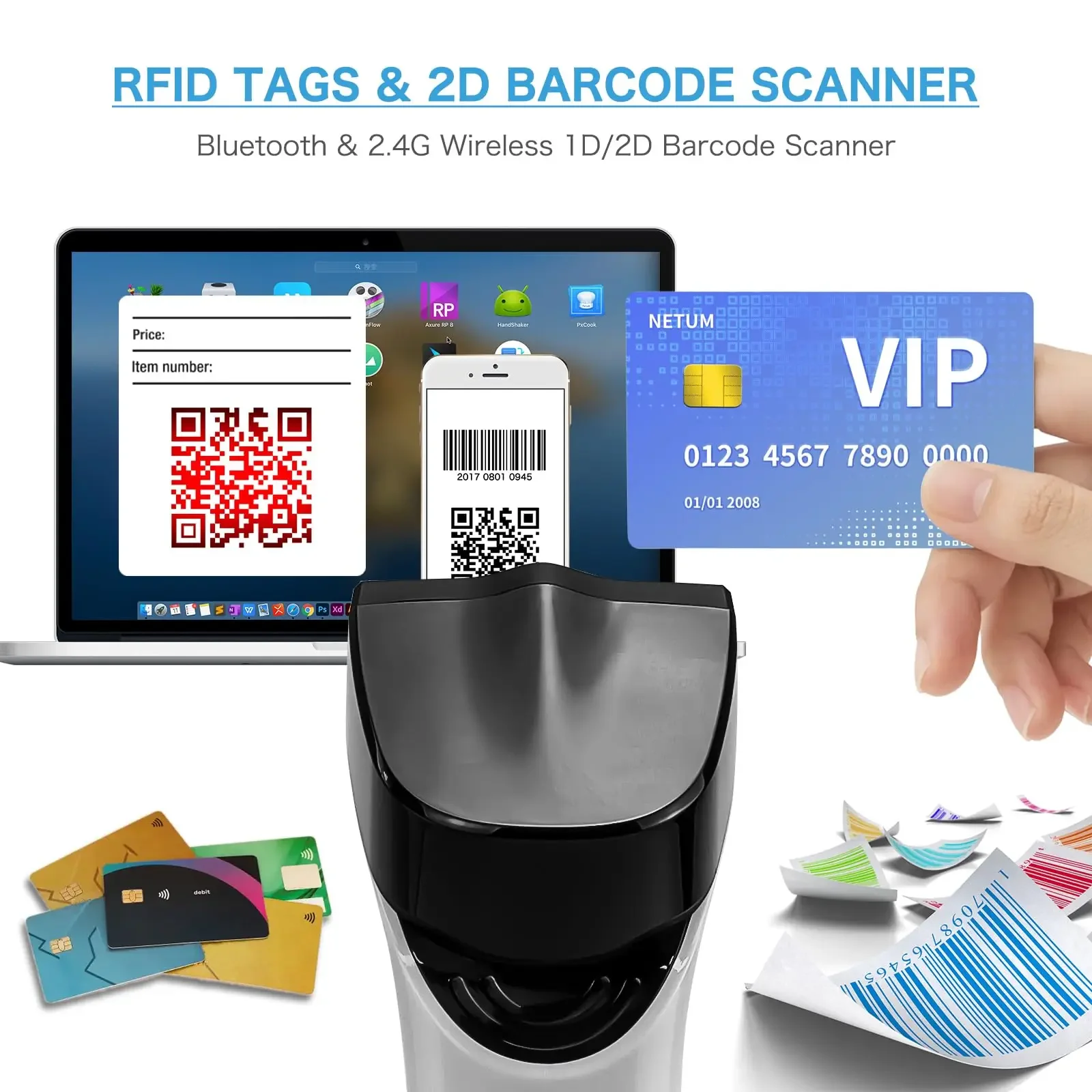 NETUM DS8100 ブルートゥース 13.56MHz  - Barcode Scanner Wireless のレビューと価格