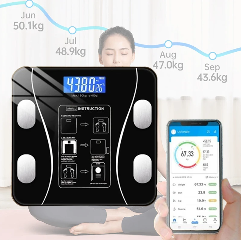 スマートUSB精密デジタル体脂肪計 小型電子体重計 家庭用体 - Body Fat Scale Smart のレビューと価格