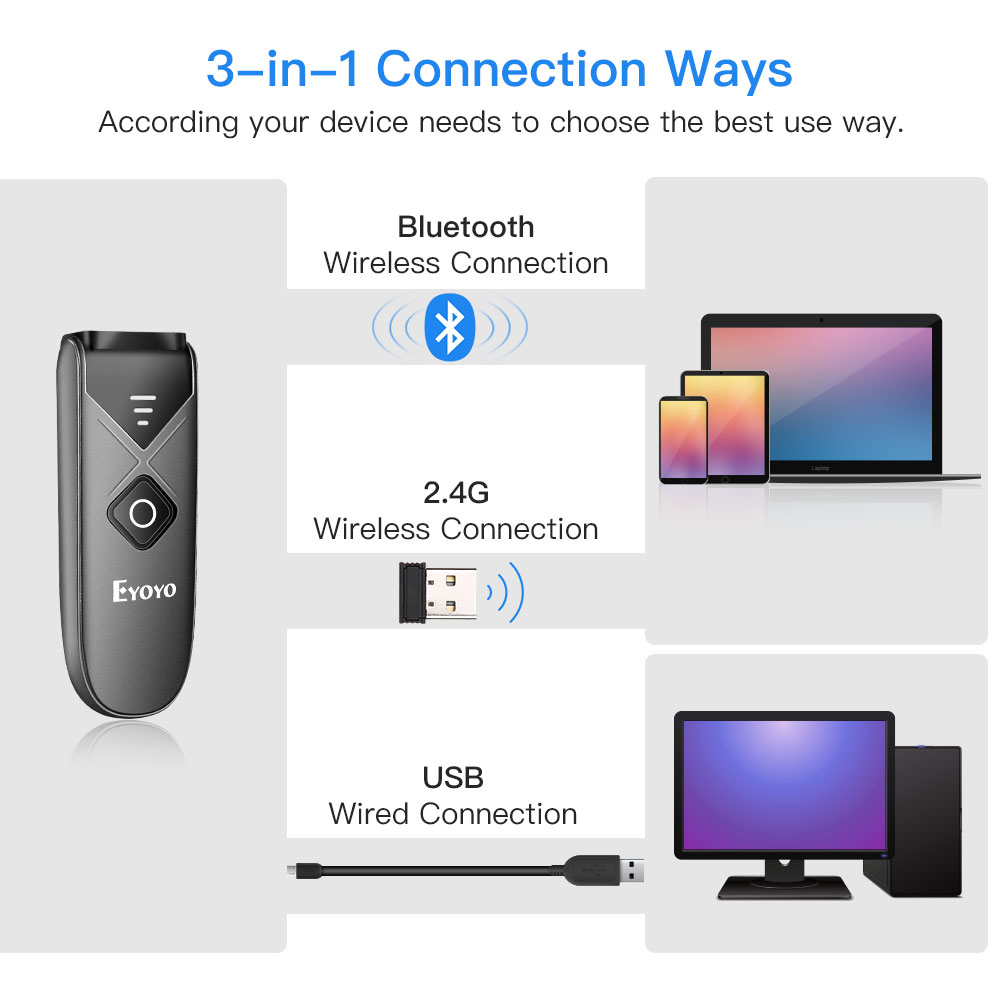 バーコードスキャナーEyoyo-2D,USB有線,Bluet - Barcode Scanner Wireless のレビューと価格