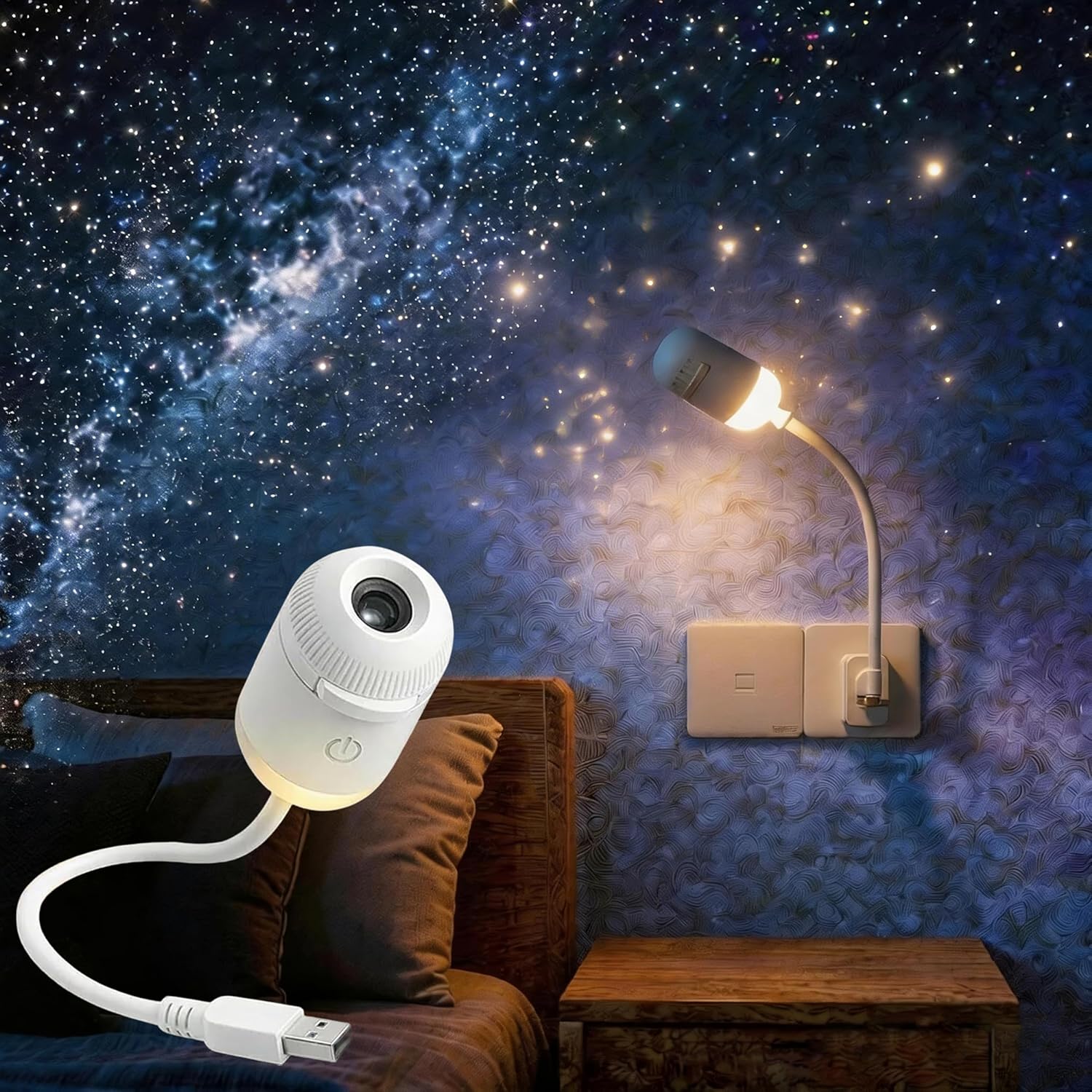 2-in-1 ギャラクシープロジェクターナイトライト、USB - Mini Projector Portable のレビューと価格