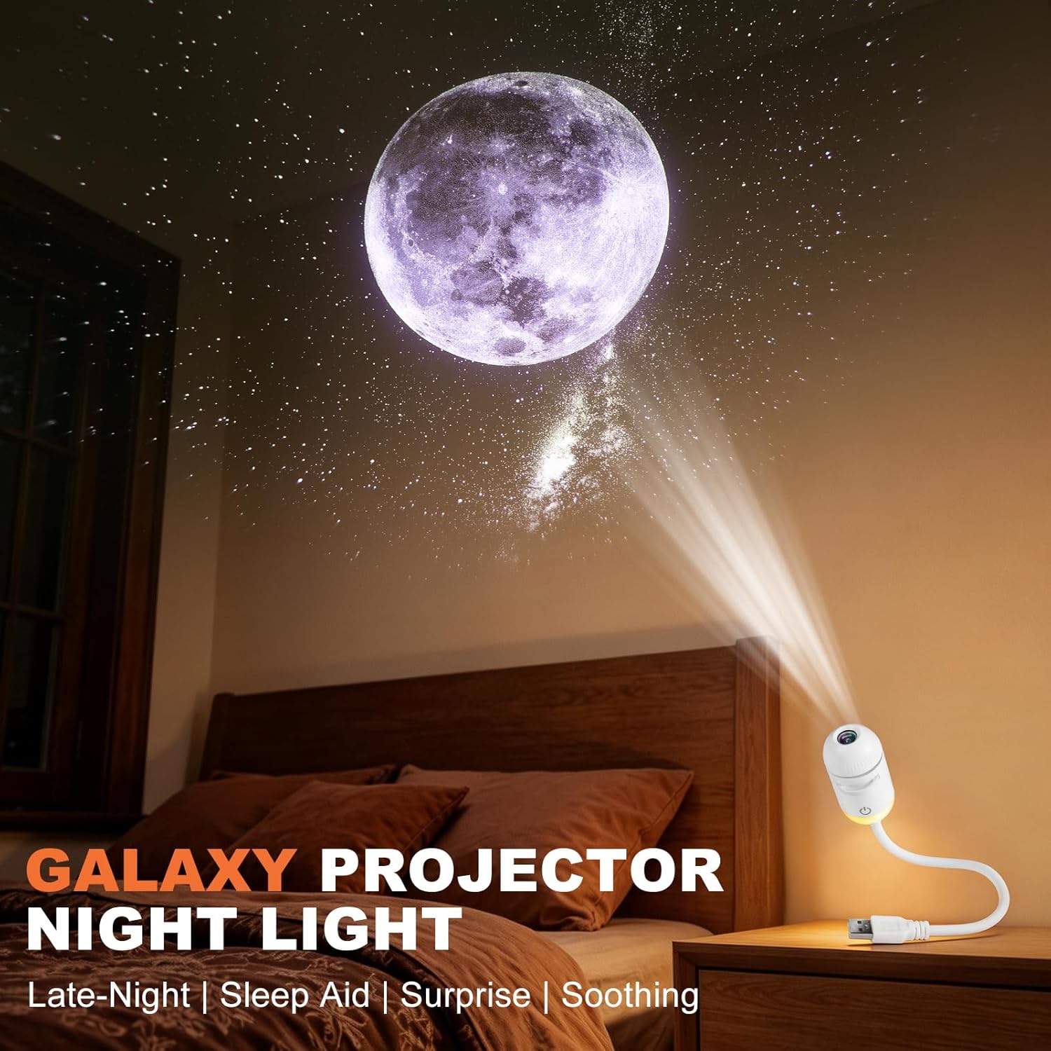 2-in-1 ギャラクシープロジェクターナイトライト、USB - Mini Projector Portable のレビューと価格