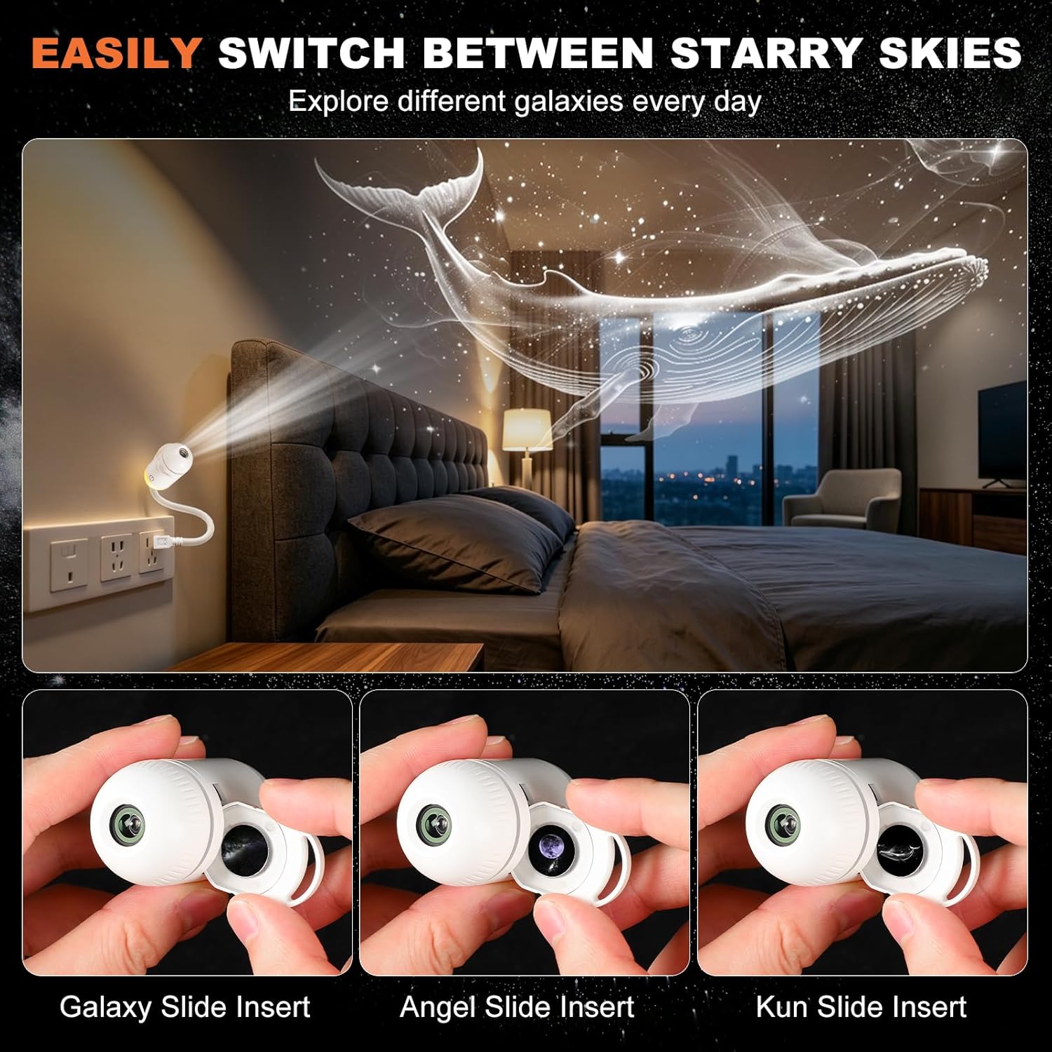 2-in-1 ギャラクシープロジェクターナイトライト、USB - Mini Projector Portable のレビューと価格